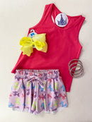 Neon Balloon Dog Butterfly Girls Shorts – Pink Pastel Boutique Skirted Shorts | Bossier City, LA