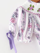 Fall Purple Floral Smocked Embroidered Baby Girl Romper