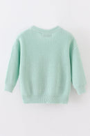 Blue hand-embroidery bunny pullover sweater