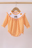 Orange Tennessee puppy bow embroidery checkered bubble