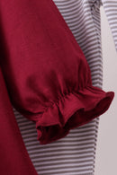 Premium Maroon Georgia bulldog bow embroidery ruffle pants set