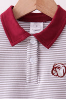 Premium Maroon Mississippi stripe bulldog embroidery pants set