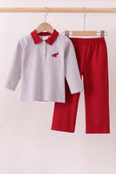 Premium Maroon Alabama elephant embroidery pants set