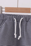 Premium Navy&white stripe drawstring shorts