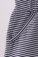 Premium Navy&white stripe drawstring shorts