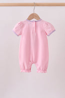 Pink ghost pumpkin embroidery romper