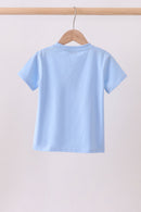 Blue ghost pumpkin embroidery top
