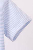 Blue stripe Smirk face applique top