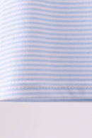 Blue stripe Smirk face applique top