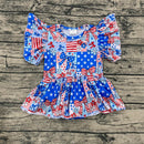 Blue USA bows skirted romper
