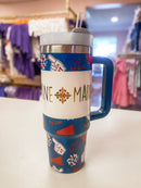 30 oz Game Day Football Tumbler with Handle & Straw | Stainless Steel Insulated Travel Mug | Football Fan Gift | Bossier City, LA