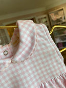 Pink Mini Check Pima Cotton Baby Dress | Peter Pan Collar Boutique Dress with Bloomers | Bossier City, LA