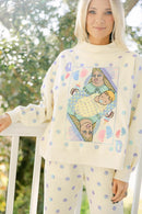 Queen of Sparkles Mama Beige & Lavender Polka Dot Sparkle Pants