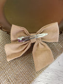 Linen Fabric Hair Bows: FINAL SALE