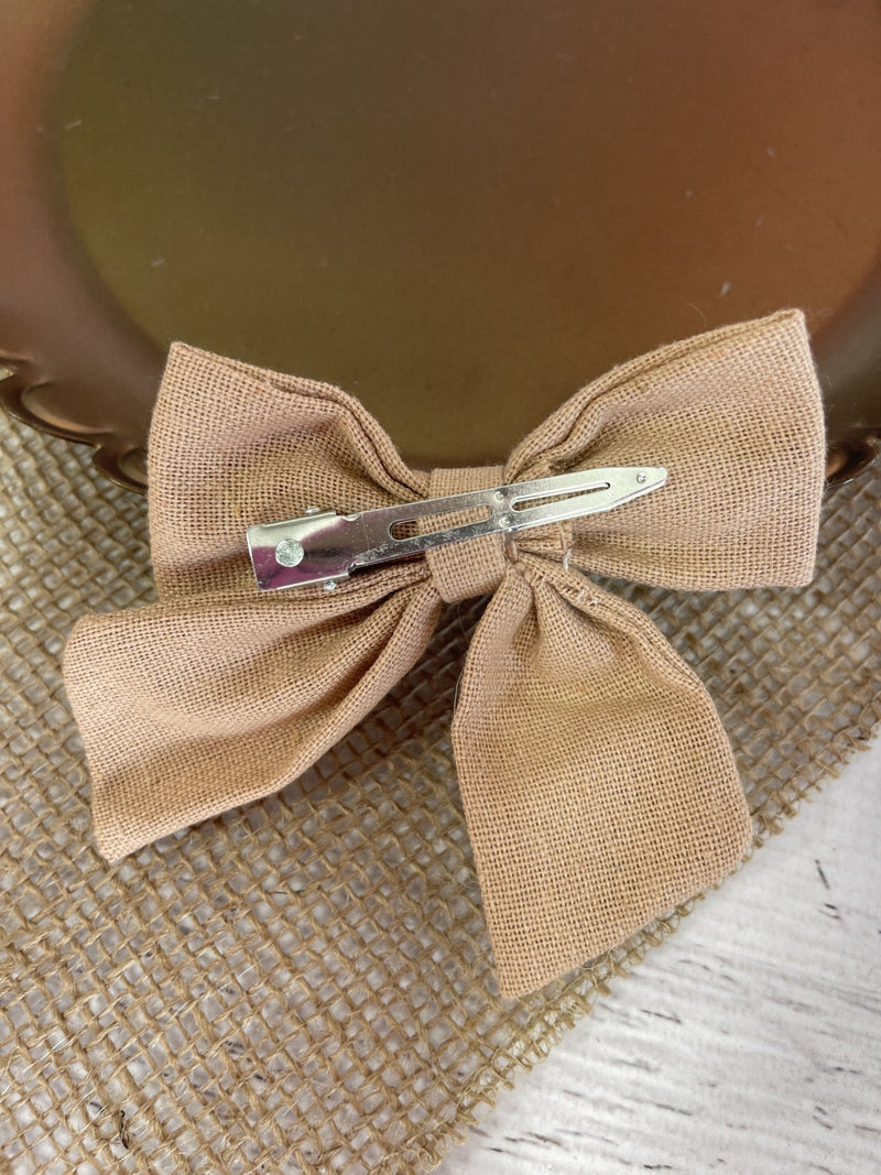 Linen Fabric Hair Bows: FINAL SALE