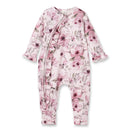 Watercolor Floral Zipper Bamboo Romper - Convertible Cuffs