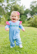 See Ya Later Flutter Romper – Baby Girls Alligator Applique Outfit