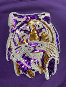 Purple Tiger Sequin Mom & Me Gameday Sweatshirt