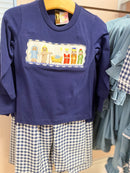 Nativity Smocked Boys Pant Set