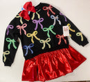 Queen of Sparkles Black Multi Bow Sweatshirt | Sequin Rainbow Bow Top | Kids