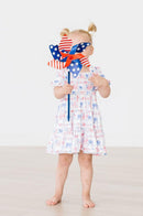 Vintage Flags Smocked Ruffle Dress