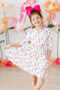 Ballerina Bows 3/4 Sleeve Pocket Twirl Dress