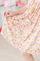 Pretty Peachy 3/4 Sleeve Pocket Twirl Dress