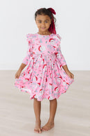 Jolly Old Saint Nick 3/4 Sleeve Ruffle Twirl Dress