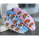 Rainbow Pencil & Heart Seed Beaded Top Knot Headband | Girls Back to School Boutique Headband | Bossier City, LA