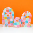 Checkerboard Daisy acrylic ghosts