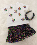 Mardi Gras Sequin Velvet Skort