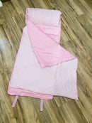 Jane Marie Pink Seersucker Kids Roll-Up Nap Mat with Blanket & Pillow | Toddler Daycare & Preschool Sleeping Mat | Kindergarten Nap Mat | Bossier City, LA