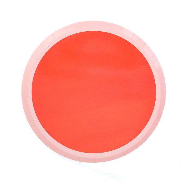 Pink and Strawberry Color Blocked Paper Plate