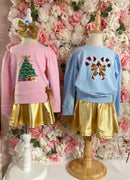 Gold Metallic Skort – Sparkly Girls’ Skirt with Built-In Shorts