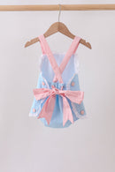 Blue ribbon ruffle bow bubble