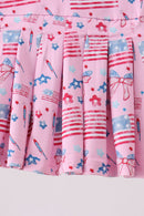 Pink flag star print skorts