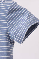 Blue stripe truck embroidery romper