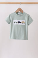 Green vehicle embroidery top