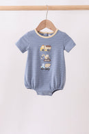 Blue stripe truck embroidery bubble