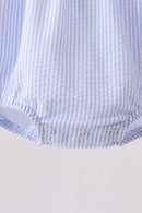 Pink&blue seersucker ruffle bubble