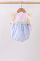 Pink&blue seersucker ruffle bubble