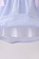 Pink&blue seersucker ruffle dress