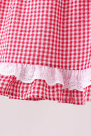 Red watermelon ruffle gingham bloomer set