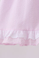 Pink lemon ruffle gingham bloomer set
