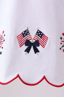Red flag fireworks embroidery ruffle bloomer set