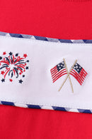 Red flag fireworks embroidery shorts set