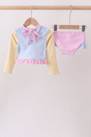 Blue stripe ruffle rashguard set