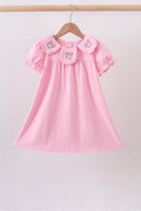 Pink Floral Embroidery Dress
