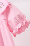 Pink Floral Embroidery Dress