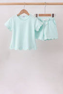 Mint Scalloped Shorts Set